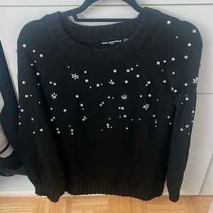 KARL LAGERFELD black with stones sweater size medium
